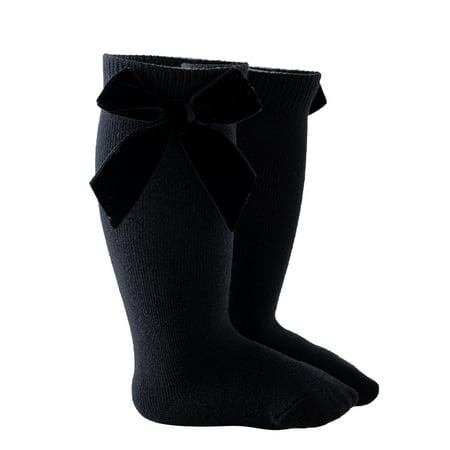 goowrom Baby Girls Thigh High Socks Long Stockings Knit School Socks with Bow