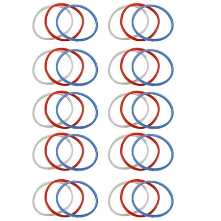 30x Silicone Sealing Ring for Pressure Cooker Pot Fits 5 or 6 Quart Models Red Blue and Common Transparent White