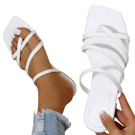 ZIZOCWA Flip Flops for Women Solid Color Leather Open Toe Flat Bottom Beach Slippers Square Toe Thin Strap Non-Slip Slipper Sandals White Size6.5
ZIZOCWA Flip Flops for Women Solid Color Leather Open Toe Flat Bottom Beach Slippers Square Toe Thin Strap Non-Slip Slipper Sandals White Size6.5