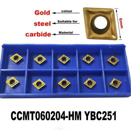 

BCLONG 10pcs CCMT060204-HM YBC251 Lathe CNC Carbide Inserts Insert For Turning Tool