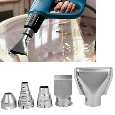 5Pcs Heatgun Nozzle Kit Hot Air Tool Tips Set Accessories Diy Shrink Wrap Steel