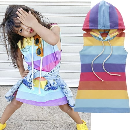 ZIYIXIN Toddler Kids Baby Girls Dress Sleeveless Rainbow Stripe Hooded Summer Clothes Casual Playwear Dresses Multicolor 1-2 Years
ZIYIXIN Toddler Kids Baby Girls Dress Sleeveless Rainbow Stripe Hooded Summer Clothes Casual Playwear Dresses Multicolor 1-2 Years