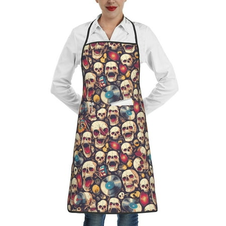 Rocae rock record music Skull for Kitchen Aprons for Women Adjustable Cooking Kitchen Chef Apron for Men with Pockets
Rocae rock record music Skull for Kitchen Aprons for Women Adjustable Cooking Kitchen Chef Apron for Men with Pockets