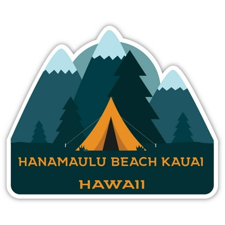 Hanamaulu Beach Kauai Hawaii Souvenir 4 Inch Magnet Camping Tent Design
