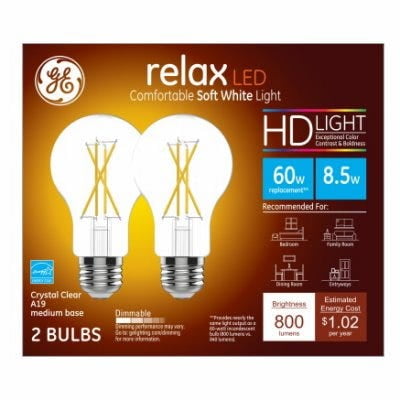 GE LED Light Bulbs A19 800 Lumens 8.5-Watts 2-Pk. 1 Pack 
GE LED Light Bulbs A19 800 Lumens 8.5-Watts 2-Pk. 1 Pack