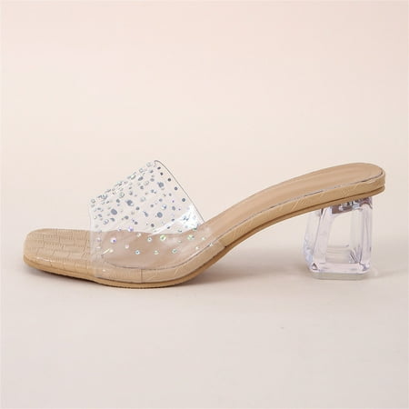 XIAQUJ Ladies Fashion Summer Transparent Rhinestone Decorative Square Head Open Toe Thick High Heeled Slippers Sandals for Women Beige 8.5(41)
XIAQUJ Ladies Fashion Summer Transparent Rhinestone Decorative Square Head Open Toe Thick High Heeled Slippers Sandals for Women Beige 8.5(41)