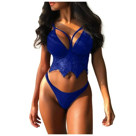BIZIZA Womens Bra and Panties Plus Size Sexy Lingerie Sets 2 Piece Pajamas Set Lace V-Neck Babydoll Blue S
BIZIZA Womens Bra and Panties Plus Size Sexy Lingerie Sets 2 Piece Pajamas Set Lace V-Neck Babydoll Blue S