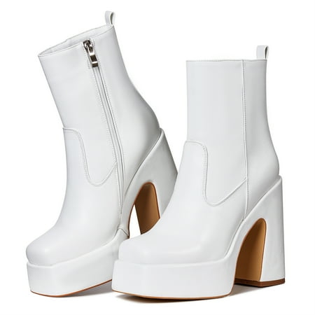 Femflame Platform Ankle Boots for Women Fashion Zip Block Chunky High Heel Booties Square Toe Solid Ladies Party Office Shoes White Size 8
Femflame Platform Ankle Boots for Women Fashion Zip Block Chunky High Heel Booties Square Toe Solid Ladies Party Office Shoes White Size 8