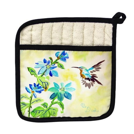 Betsy Drake PT1009 Aqua Hummingbird Pot Holder