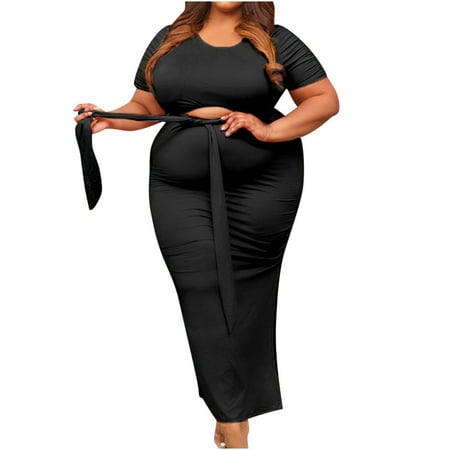 Sweater Dress for Women Sexy Dresses for Women Women s Summer Fashion Plain Color Short-sleeved Top Two-piece Fashion Bandage Pleated Slit Skirt Suit on Clearance Sundresses for Women Black 5XL
Sweater Dress for Women Sexy Dresses for Women Women s Summer Fashion Plain Color Short-sleeved Top Two-piece Fashion Bandage Pleated Slit Skirt Suit on Clearance Sundresses for Women Black 5XL