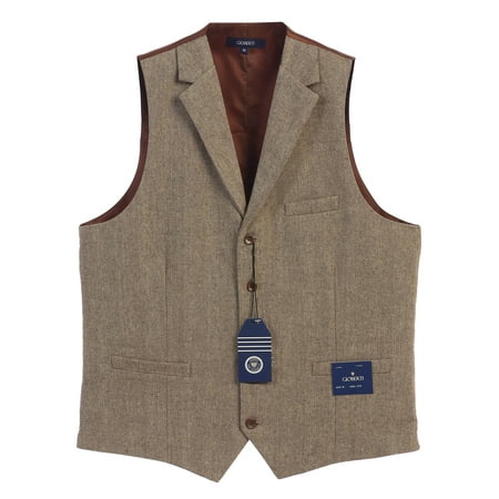 Gioberti Men's 5 Button Tailored Collar Slim Fit Formal Herringbone Tweed Suit Vest