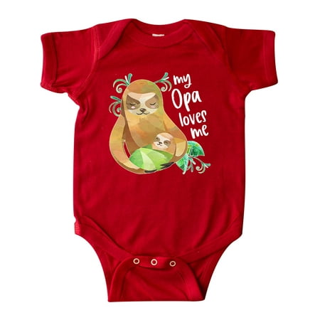 Inktastic My Opa Loves Me- Cute Sloth and Baby Gift Baby Boy or Baby Girl Bodysuit