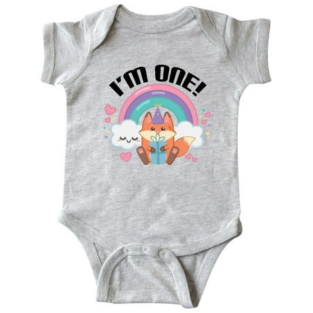 Inktastic 1st Birthday 1 Year Old Kawaii Girl Fox Gift Baby Girl Bodysuit