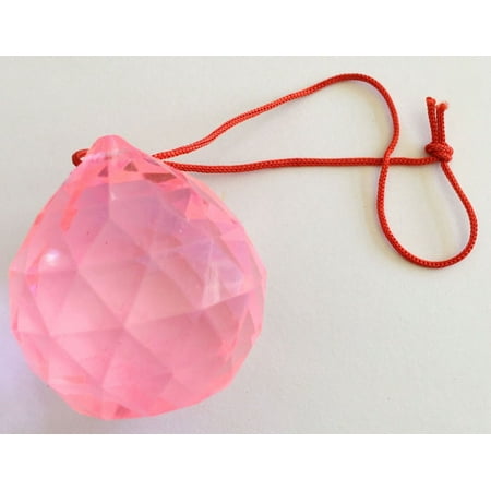 Decorative Chinese Feng Shui Hanging Pink Crystal Ball 1.5 40 mm Sphere Prism