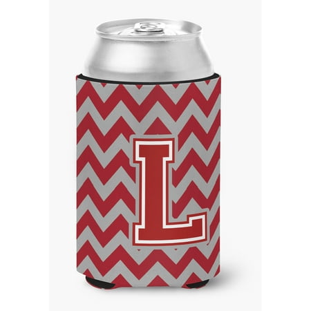 Letter L Chevron Maroon and White Can or Bottle Hugger
