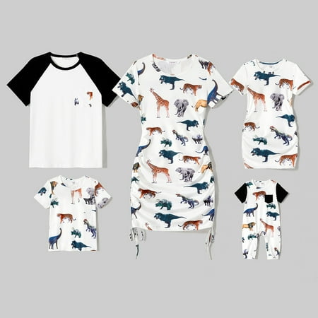 PatPat Family Matching Cotton T-shirts and Allover Dinosaur Print Short-sleeve Drawstring Ruched Bodycon Dresses
PatPat Family Matching Cotton T-shirts and Allover Dinosaur Print Short-sleeve Drawstring Ruched Bodycon Dresses