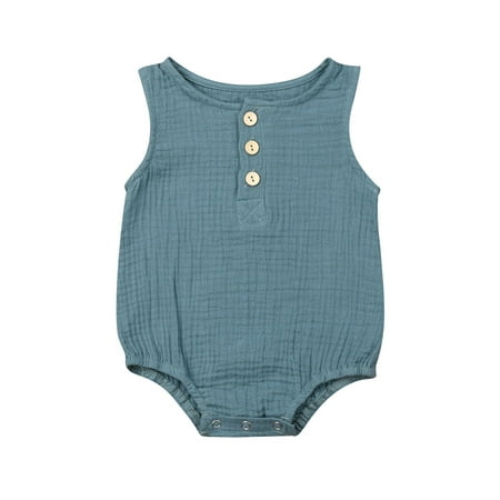 Bmnmsl Baby Girl Sleeveless Solid Romper