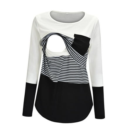 Maternity Clothes Womens Maternity Long Sleeve Striped Print Nursing Tops T-shirt For Breastfeeding
Maternity Clothes Womens Maternity Long Sleeve Striped Print Nursing Tops T-shirt For Breastfeeding
