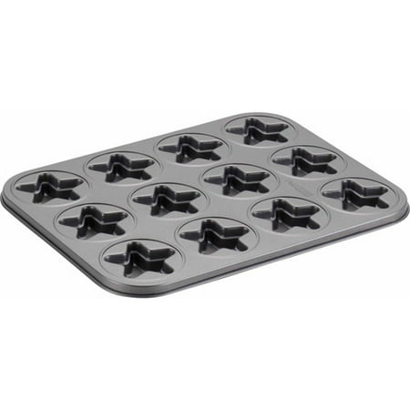 Cake Boss Novelty Bakeware 12-Cup Star Molded Cookie Pan, Gray