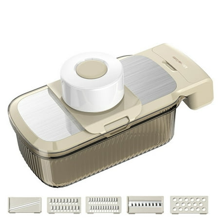 Kiskick Replaceable Blade Vegetable Cutter 1 Set Kitchen Vegetable Slicer with 5 Replaceable Stainless Steel Blades Cheese Grater with Container for Cucumber
Kiskick Replaceable Blade Vegetable Cutter 1 Set Kitchen Vegetable Slicer with 5 Replaceable Stainless Steel Blades Cheese Grater with Container for Cucumber