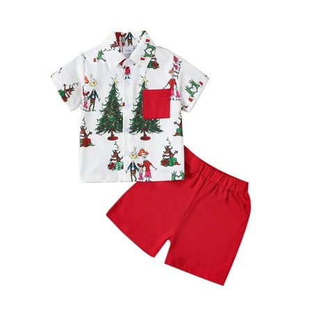 Licupiee Toddler Baby Boys Christmas 2PCS Outfits Xmas Cartoon Print Short Sleeve Lapel Button Up Shirt Shorts Sets
Licupiee Toddler Baby Boys Christmas 2PCS Outfits Xmas Cartoon Print Short Sleeve Lapel Button Up Shirt Shorts Sets