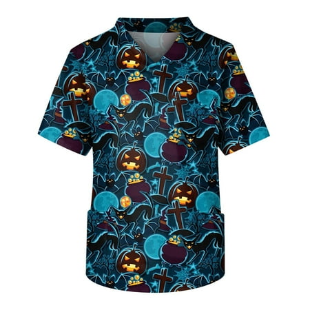 HHei_K Halloween Scrubs Men s Halloween Printing Short Sleeve V-neck Tops Working Pocket BlouseHalloween
HHei_K Halloween Scrubs Men s Halloween Printing Short Sleeve V-neck Tops Working Pocket BlouseHalloween