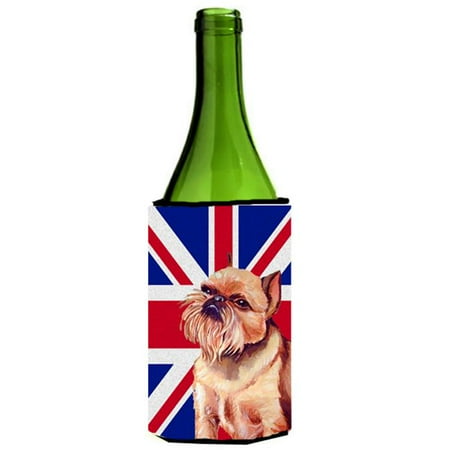 Brussels Griffon With English Union Jack British Flag Wine bottle sleeve Hugger - 24 Oz.