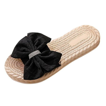 Slides for Women Espadrilles Flat Sandals Slip On Open Toe Sandals Casual Style with Bowknot Ornament for Summer Outdoor Indoor
Slides for Women Espadrilles Flat Sandals Slip On Open Toe Sandals Casual Style with Bowknot Ornament for Summer Outdoor Indoor