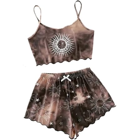 Women s Cartoon Print Lettuce Trim Cami Top and Shorts 2 Piece Cute Pajama Set Sleepwear - Brown Celestial (4-6)
Women s Cartoon Print Lettuce Trim Cami Top and Shorts 2 Piece Cute Pajama Set Sleepwear - Brown Celestial (4-6)