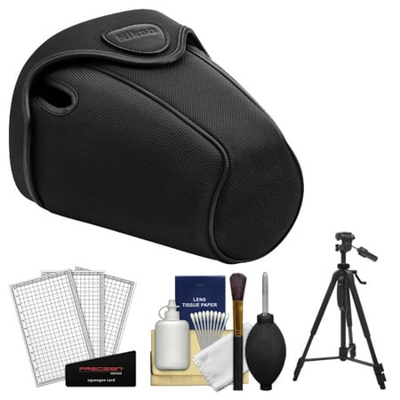 Nikon CF-DC2 Semi-Soft Holster Digital SLR Camera Case for D3200, D5200, D5300, D5500 with Tripod + Cleaning Accessory Kit