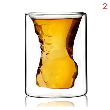 Crystal Double Wall Man Shape Glass Cup for Beer Whiskey Cocktail New
