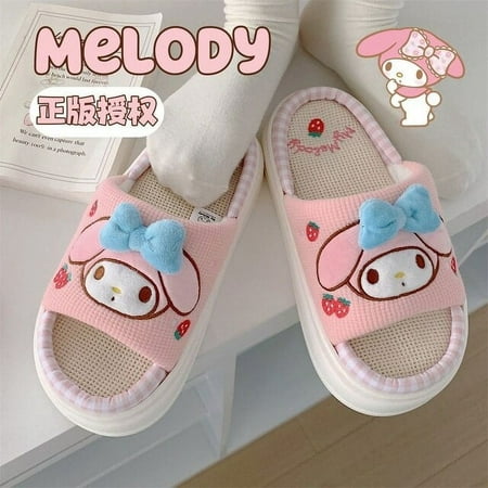 

Sanrio Hello Kitty Shoes Lightweight Breathable Cotton Linen Home Shoes Women‘s Four Seasons Fashion Slippers Y2k Platform Shoes