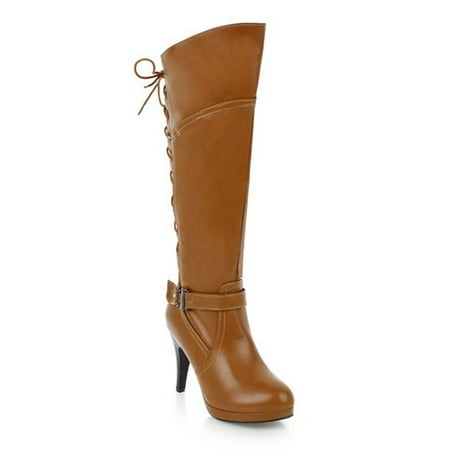 Ferndule Women Stretchy Winter Shoes Dress Non Slip Lace Up High Heel Boot Fashion Stiletto Knee-High Boots Brown 5
Ferndule Women Stretchy Winter Shoes Dress Non Slip Lace Up High Heel Boot Fashion Stiletto Knee-High Boots Brown 5