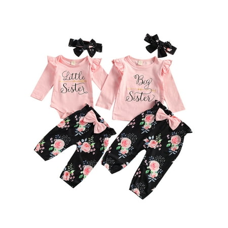 EYIIYE Big/Little Girls Sister Outfit Pink Round Neck Long Sleeve Romper/Tops Floral Long Pants Headband Suit
EYIIYE Big/Little Girls Sister Outfit Pink Round Neck Long Sleeve Romper/Tops Floral Long Pants Headband Suit