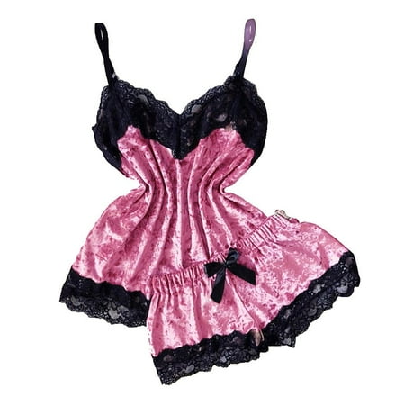 

AOMPMSDX Sexy Lingerie For Women Naughty For Sex New Lingerie Camisole Bow Shorts V Neck Tops Velvet Pajamas Sleepwear Lingeries