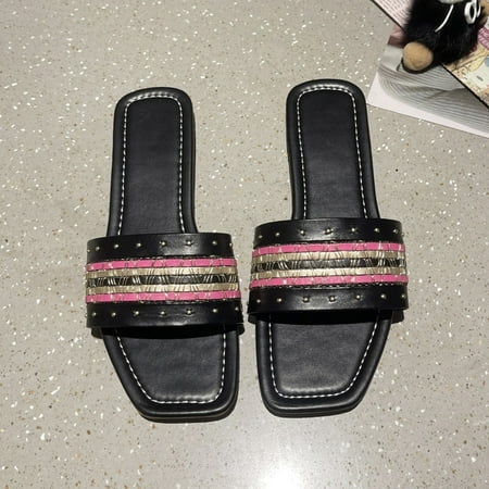 XIAQUJ Women Sandals Fashion Simple Pattern Slippers Square Heel Open Toe Comfortable Large Non Slip Slippers Sandals for Women Black 8(40)
XIAQUJ Women Sandals Fashion Simple Pattern Slippers Square Heel Open Toe Comfortable Large Non Slip Slippers Sandals for Women Black 8(40)