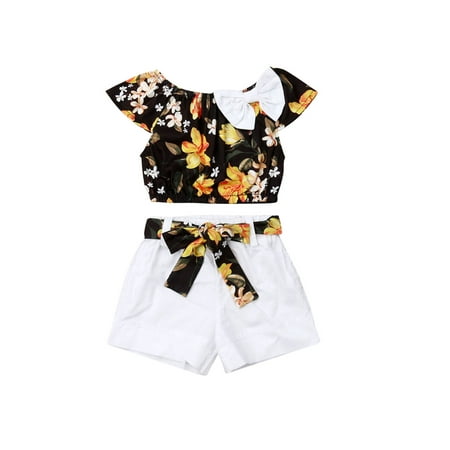 AvoDovA Summer Short Sets Floral Sleeveless Ruffled Off Shoulder Vest Tops Shorts Pants Kids 2PC Outfits Black 4-5 Years
AvoDovA Summer Short Sets Floral Sleeveless Ruffled Off Shoulder Vest Tops Shorts Pants Kids 2PC Outfits Black 4-5 Years