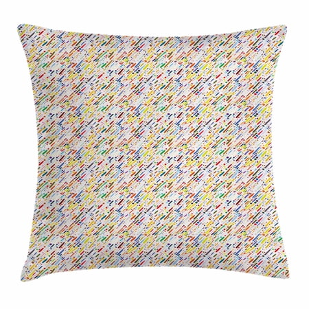 Abstract Throw Pillow Cushion Cover, Colorful Diagonal Stripes Traditional Polka Dots Surreal Illustration Grunge Theme, Decorative Square Accent Pillow Case, 20 X 20 Inches, Multicolor, by Ambesonne