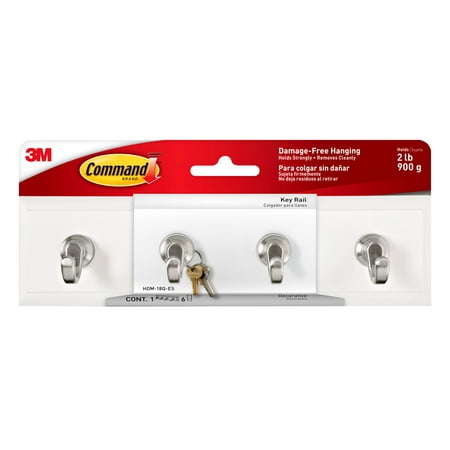Command White Key Rail Jumbo 1 Key Rail 6 Strips/Pack