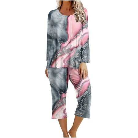 Posijego Pajama Set for Women Floral Print Long Sleeve Top With Capri Pants Pjs Set Loose Soft Loungewear
Posijego Pajama Set for Women Floral Print Long Sleeve Top With Capri Pants Pjs Set Loose Soft Loungewear