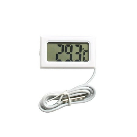 

White Digital LCD Thermometer Temperature Monitor with External Probe for Fridge Freezer Refrigerator Aquarium