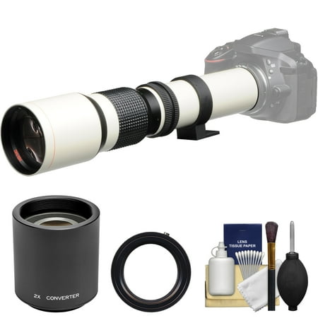 Vivitar 500mm f\/8.0 Telephoto Lens (T Mount) (White) with 2x Teleconverter (=1000mm) + Accessory Kit for Nikon D3200, D3300, D5300, D5500, D7100, D7200, D610, D750, D810 Camera Vivitar 500mm f\/8.0 Telephoto Lens (T Mount) (White) with 2x Teleconverter (=1000mm) + Accessory Kit for Nikon D3200, D3300, D5300, D5500, D7100, D7200, D610, D750, D810 Camera