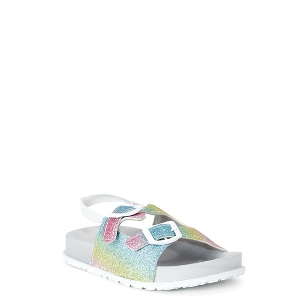 First Steps by Stepping Stones Toddler Girls Back-Strap Buckle Footbed Sandals