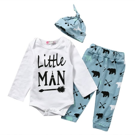 Newborn Baby Boy Little Man Romper Bear Printed Pants Hat 3PCS Outfits Clothes Set 0-18M
Newborn Baby Boy Little Man Romper Bear Printed Pants Hat 3PCS Outfits Clothes Set 0-18M