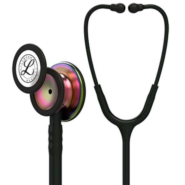 3M Littmann Classic III Stethoscope, Rainbow-Finish Chestpiece, black stem and headset, Black Tube, 27 inch