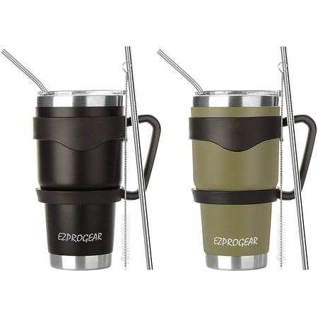 Ezprogear 30 oz 2 Pack Stainless Steel Tumbler Double Wall Water Cup Vacuum Insulated Camping Mug with Handle & Straws (Black & Olive Green)
Ezprogear 30 oz 2 Pack Stainless Steel Tumbler Double Wall Water Cup Vacuum Insulated Camping Mug with Handle & Straws (Black & Olive Green)