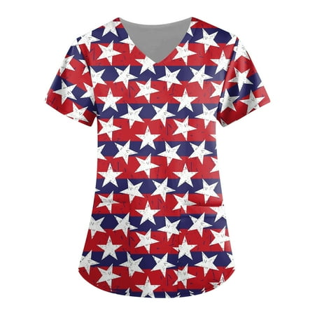4th Of July American Flag Tops Scrubs For Women Tops White Print Breathable Patterned Short Sleeve V Neck Plus Size Shirts Tee With Pocket Nurse Uniforms Women
4th Of July American Flag Tops Scrubs For Women Tops White Print Breathable Patterned Short Sleeve V Neck Plus Size Shirts Tee With Pocket Nurse Uniforms Women