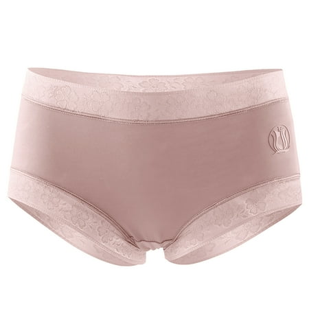 Dtydtpe underwear women Seamless Mid-waist Lace Women s Underwear Panties Pink