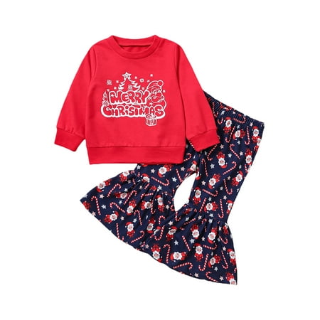 Toddler Baby Girls Christmas Clothes Set Long Sleeve Letters Print Sweatshirt + Flare Pants Xmas Outfits
Toddler Baby Girls Christmas Clothes Set Long Sleeve Letters Print Sweatshirt + Flare Pants Xmas Outfits