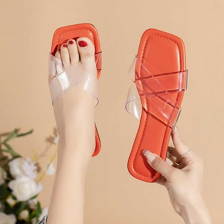Wavsuf Slides for Women Casual Summer Solid Wide Transparent Orange Slides Slippers Size 5.5
Wavsuf Slides for Women Casual Summer Solid Wide Transparent Orange Slides Slippers Size 5.5